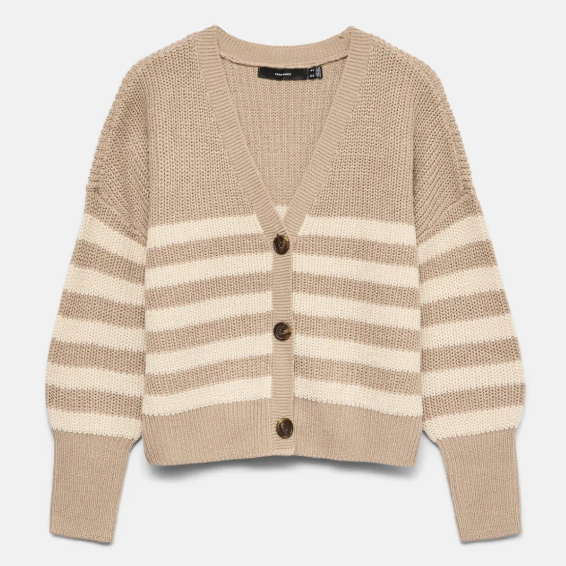 Cardigan da Donna beigee bianco a righe con scollo a V Vero Moda