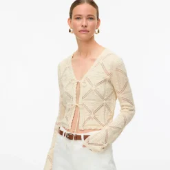 Cardigan estivo Beige Donna con lacci effetto crochet Vero Moda