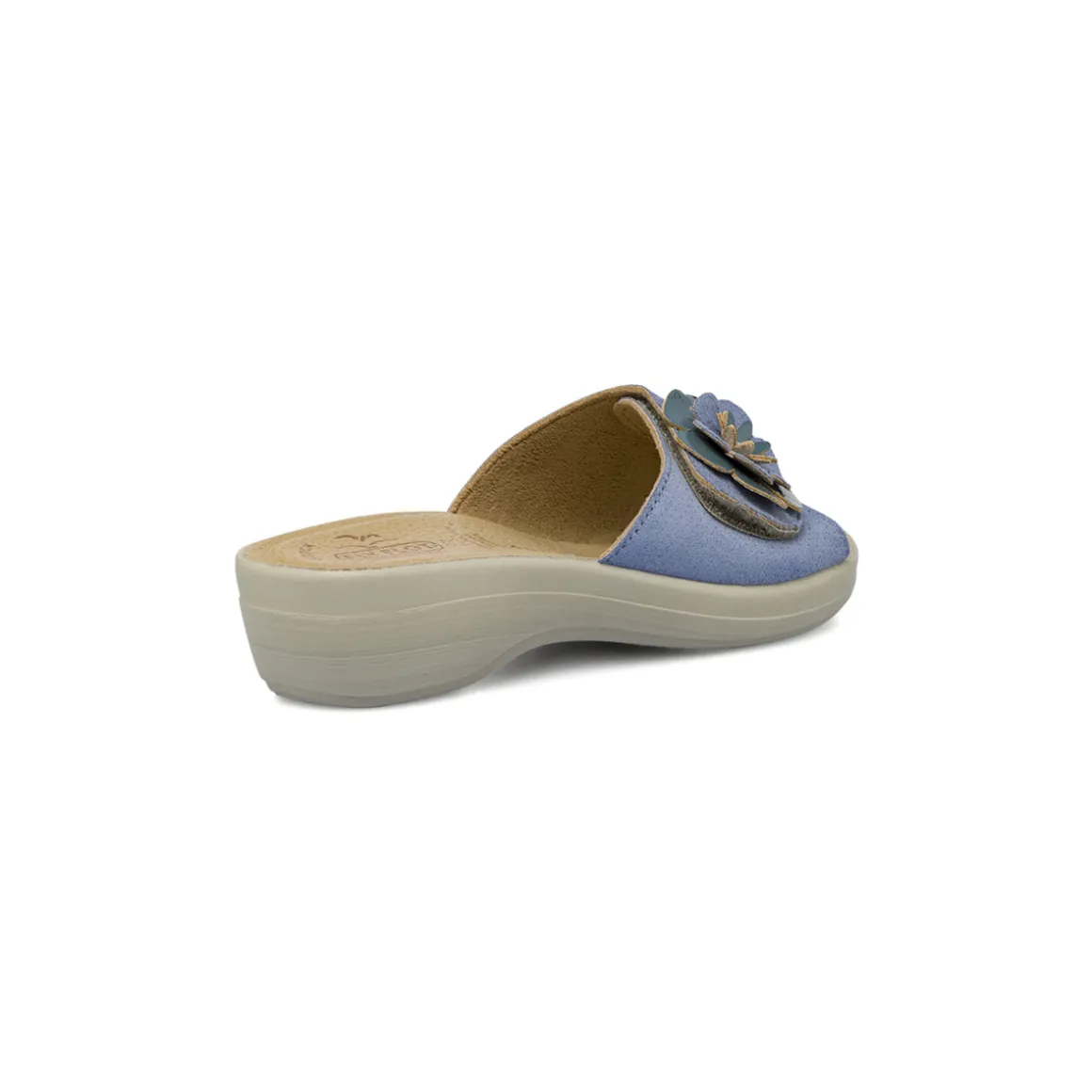 Ciabatte a fascia Azzurre da Donna in pelle con fiore Fly Flot