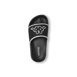 Ciabatte a fascia Bambino Nere con maxi logo bianco Kappa