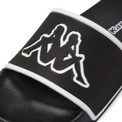 Ciabatte a fascia Bambino Nere con maxi logo bianco Kappa