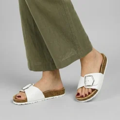 Ciabatte a fascia bianche da Donna con soletta in pelle Lumberjack
