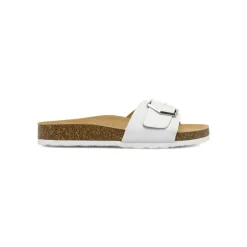 Ciabatte a fascia bianche da Donna con soletta in pelle Lumberjack