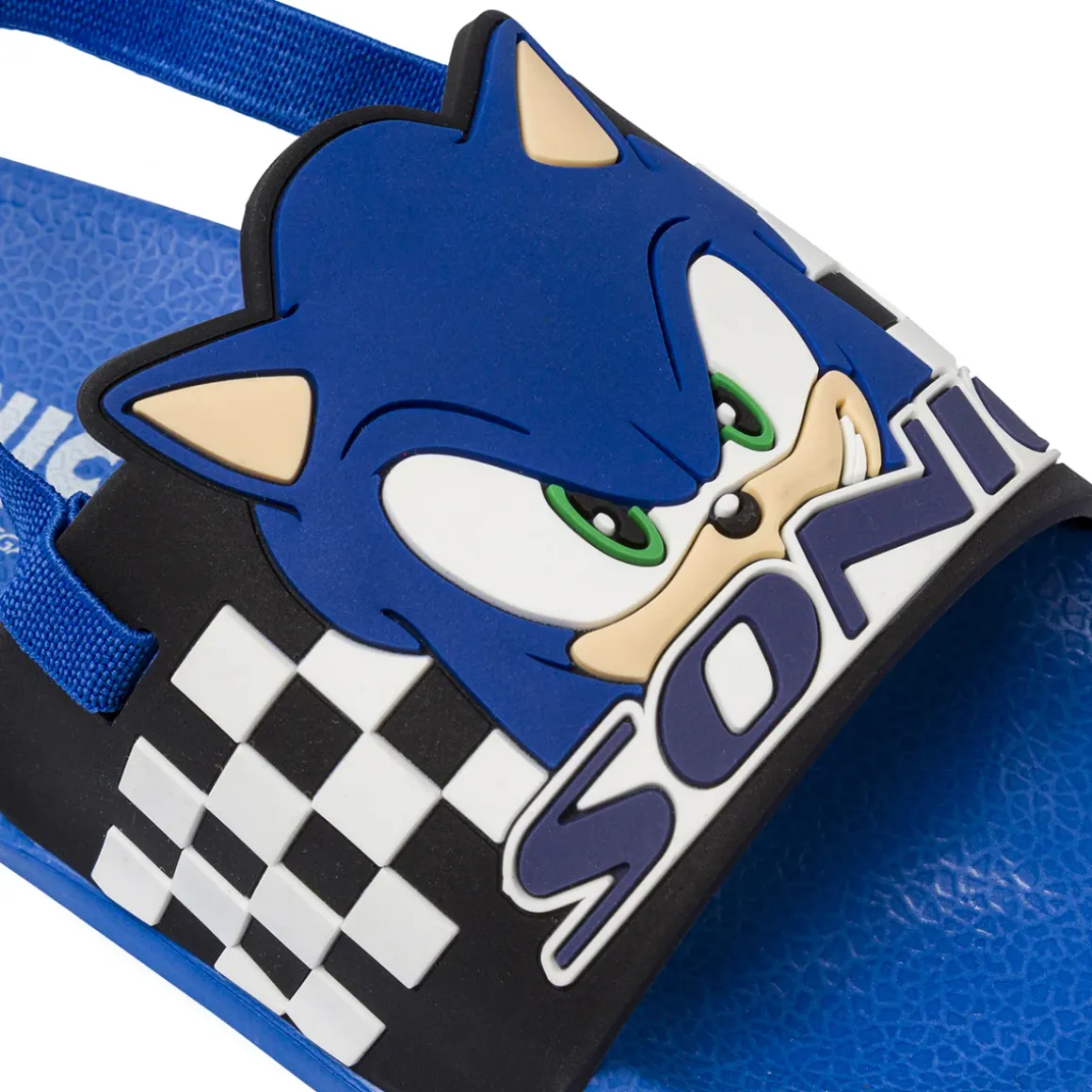 Ciabatte a fascia blu da Bambino con elastico e patch Sonic