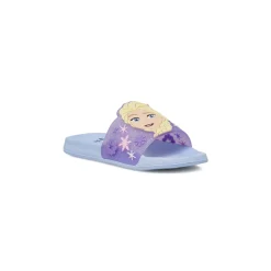 Ciabatte a fascia da Bambina azzurre con glitter e patch Elsa Frozen