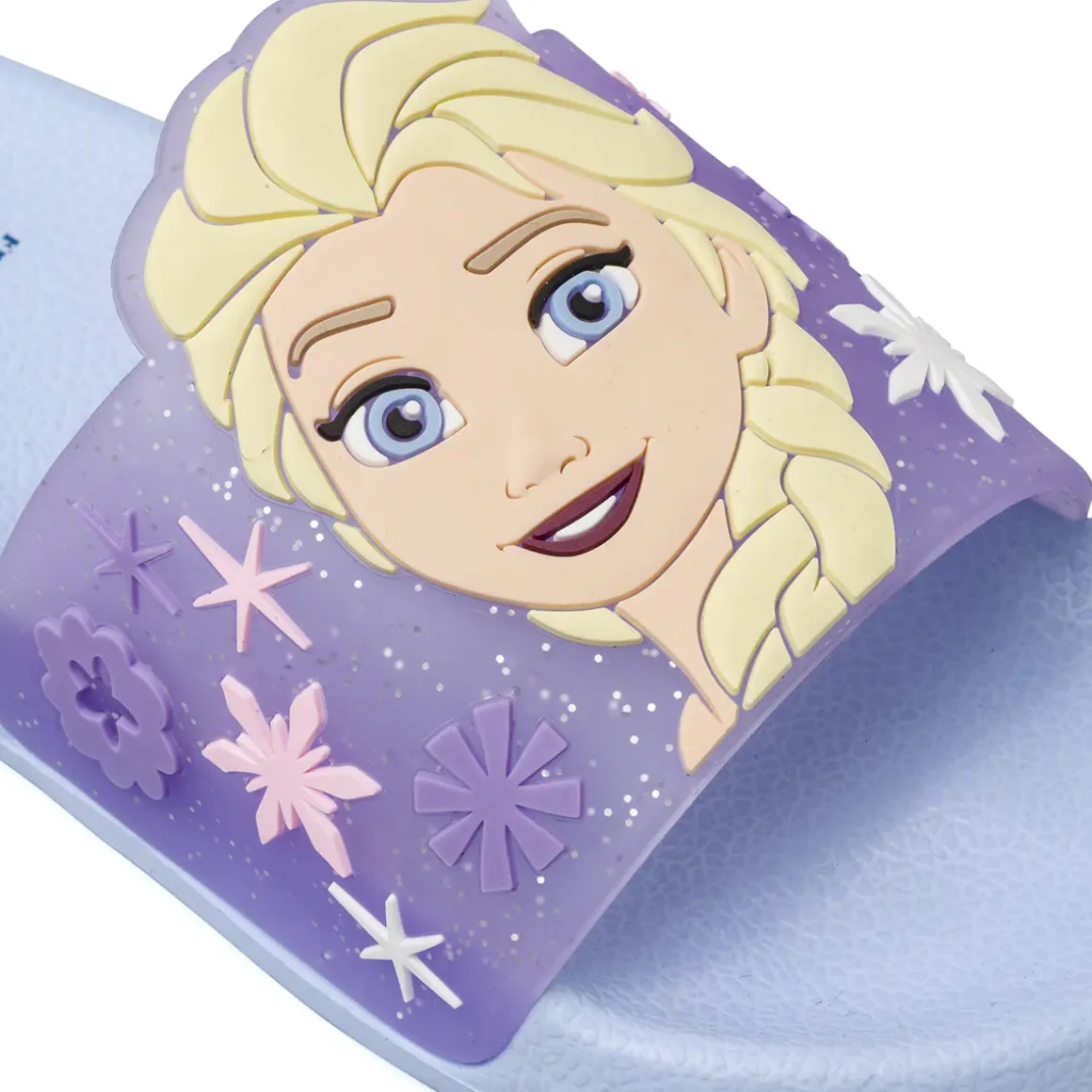 Ciabatte a fascia da Bambina azzurre con glitter e patch Elsa Frozen