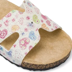 Ciabatte a fascia da Bambina bianche con glitter e cuori Dieci Baci
