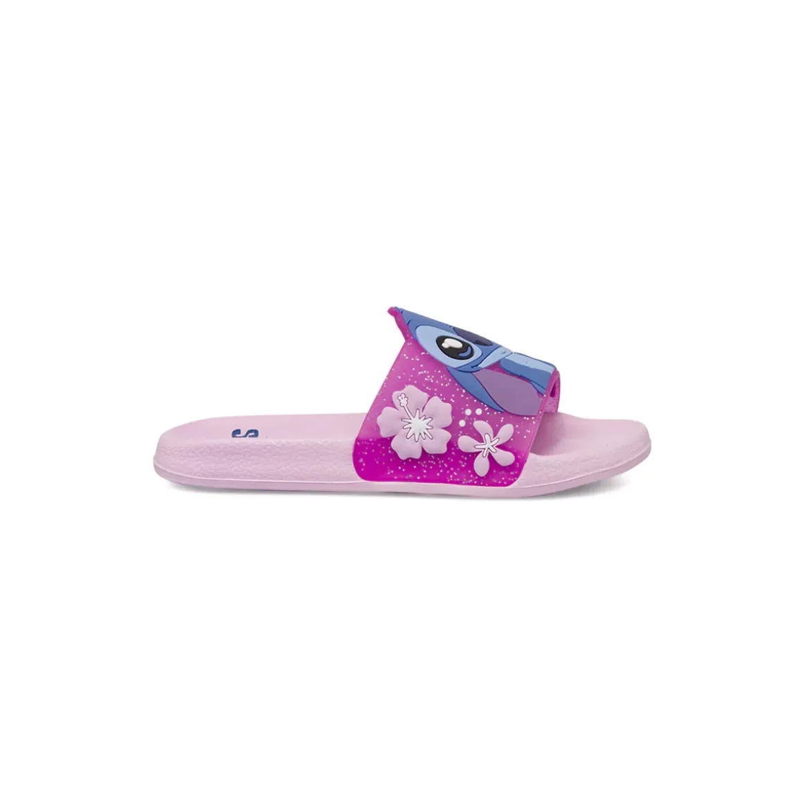 Ciabatte a fascia da Bambina rosa con glitter e fiori Lilo & Stitch