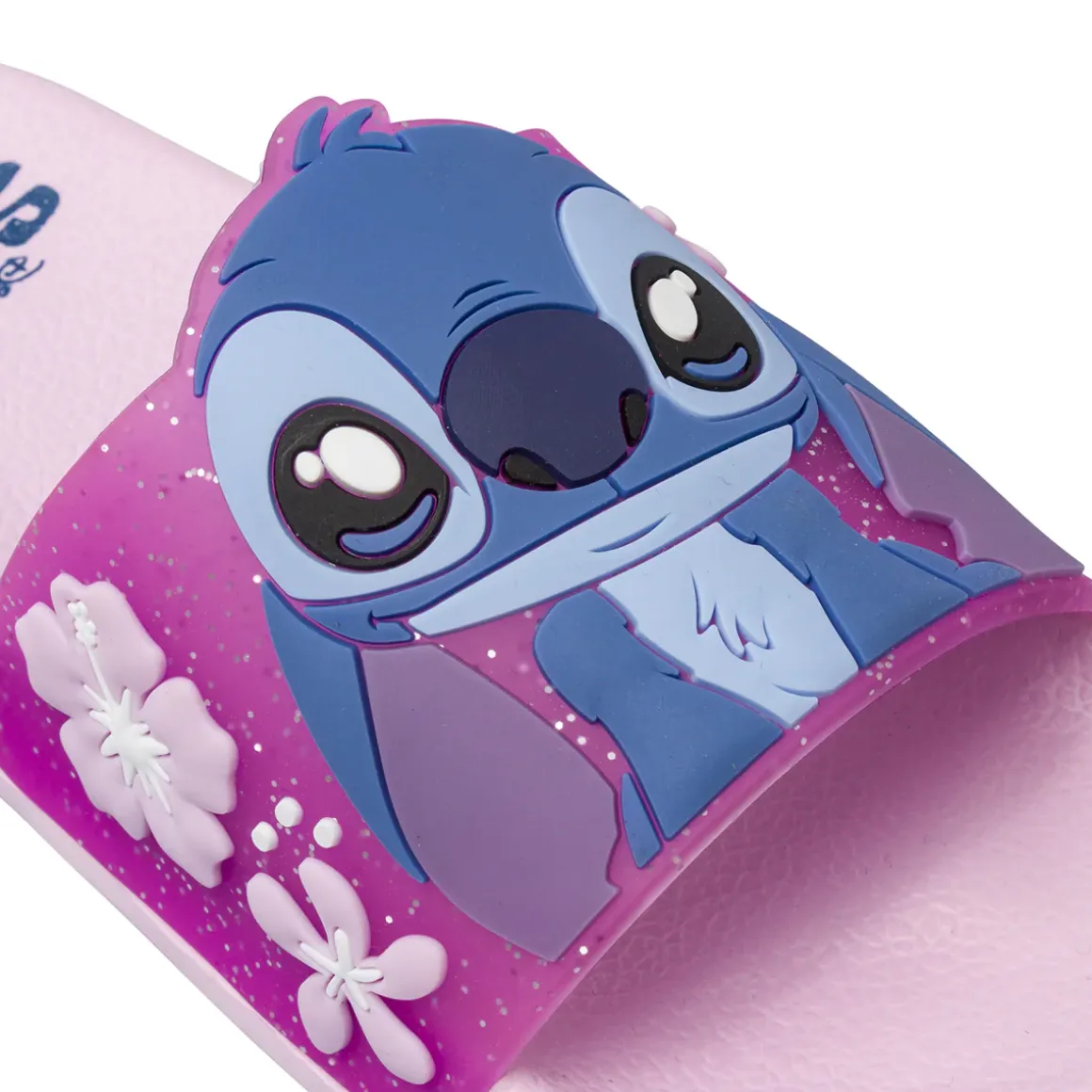 Ciabatte a fascia da Bambina rosa con glitter e fiori Lilo & Stitch
