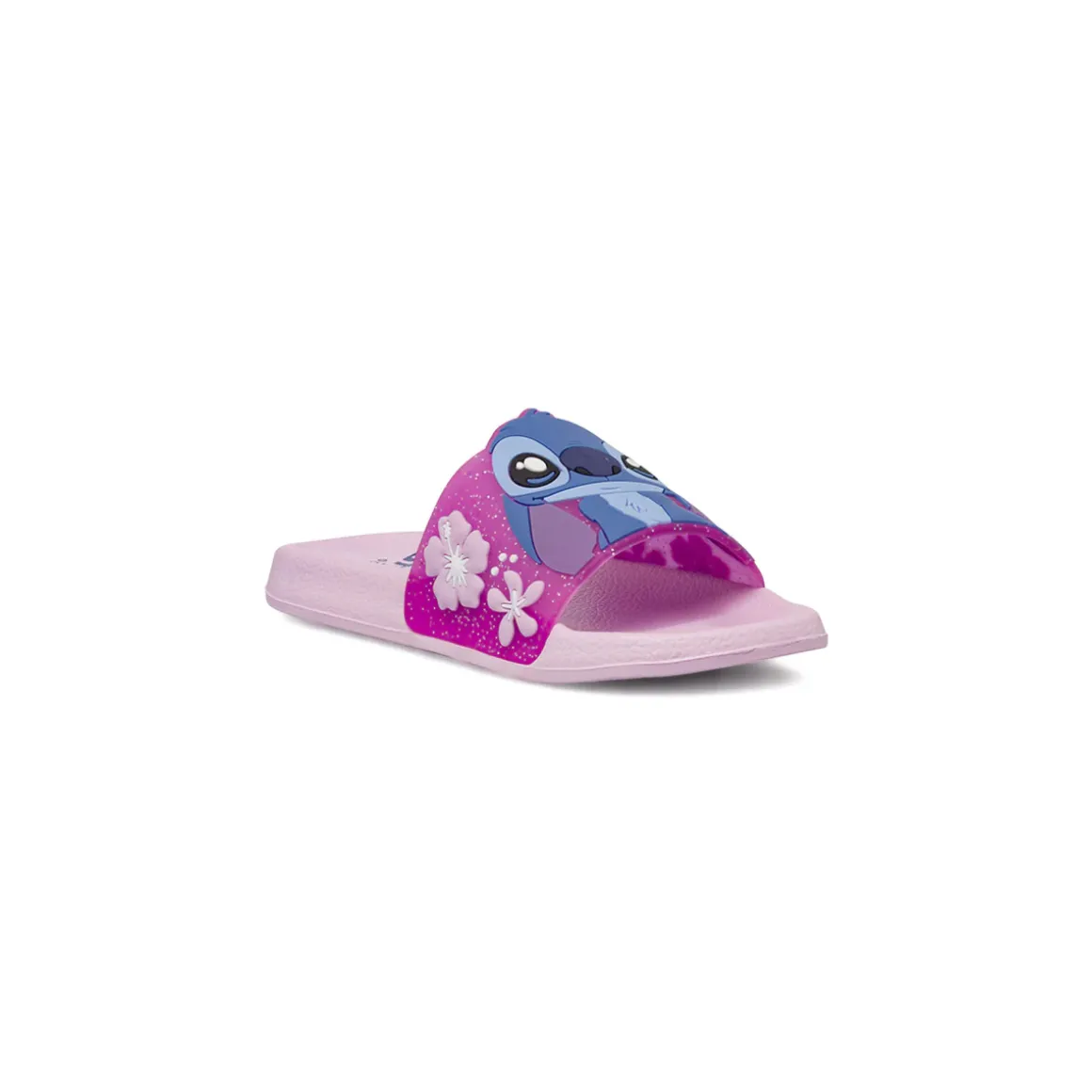 Ciabatte a fascia da Bambina rosa con glitter e fiori Lilo & Stitch