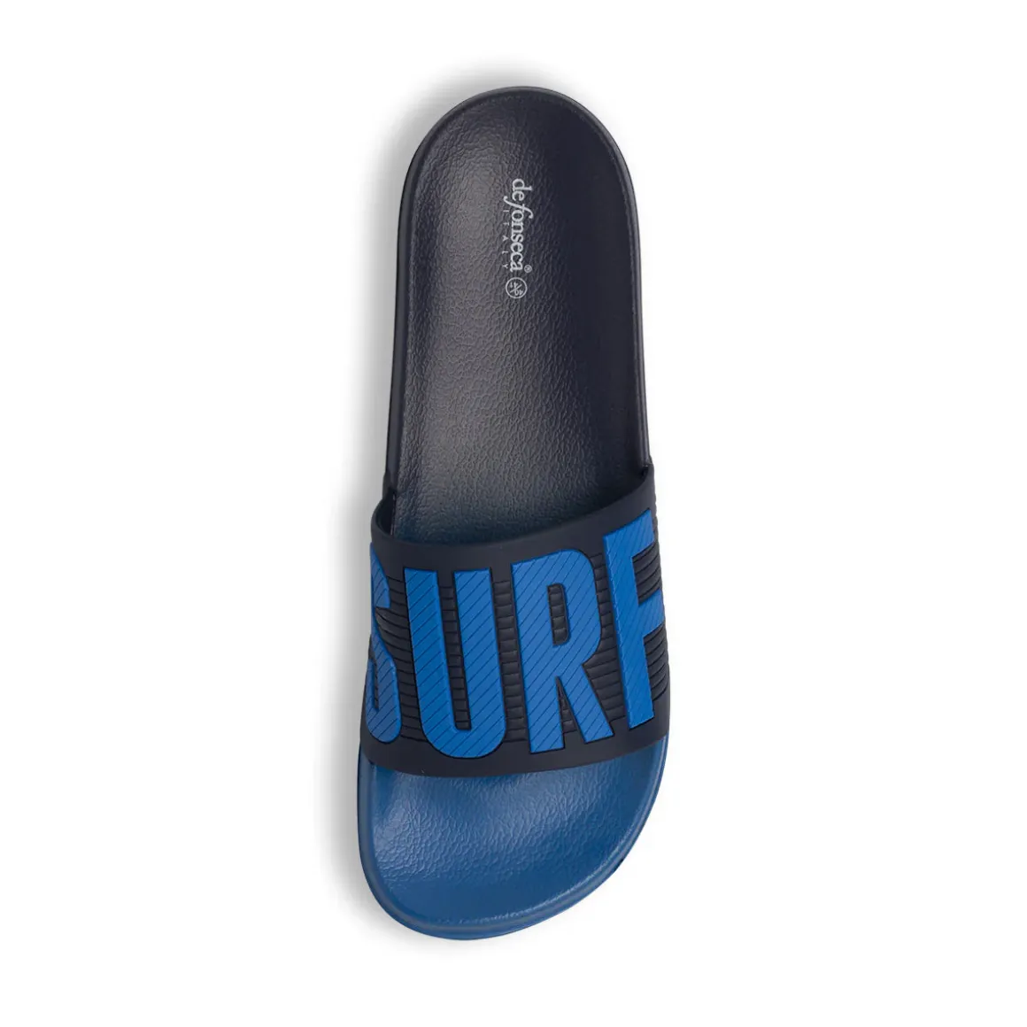 Ciabatte a fascia da Uomo bicolore blu con scritta Surf De Fonseca