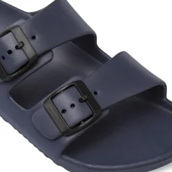 Ciabatte a fascia da Uomo blu con doppie fibbie nere De Fonseca
