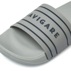 Ciabatte a fascia da Uomo Grigie con logo e righe a contrasto Navigare