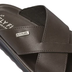 Ciabatte a fascia da Uomo marroni con soletta in pelle Fly Flot
