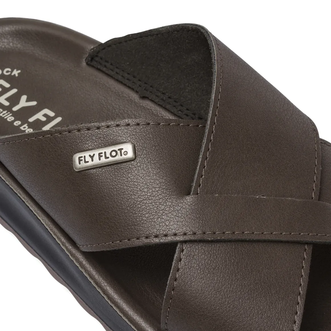 Ciabatte a fascia da Uomo marroni con soletta in pelle Fly Flot