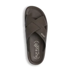 Ciabatte a fascia da Uomo marroni con soletta in pelle Fly Flot