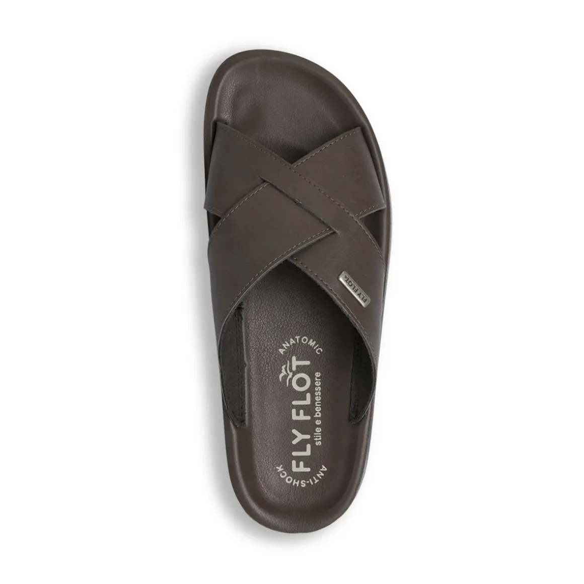 Ciabatte a fascia da Uomo marroni con soletta in pelle Fly Flot