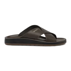 Ciabatte a fascia da Uomo marroni con soletta in pelle Fly Flot