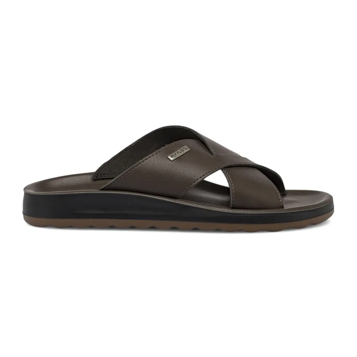 Ciabatte a fascia da Uomo marroni con soletta in pelle Fly Flot