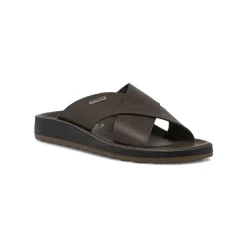 Ciabatte a fascia da Uomo marroni con soletta in pelle Fly Flot