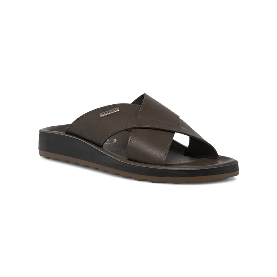 Ciabatte a fascia da Uomo marroni con soletta in pelle Fly Flot
