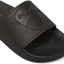 Ciabatte a fascia da Uomo nere con logo e scudo a rilievo Ducati