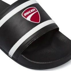 Ciabatte a fascia da Uomo nere con doppie strisce bianche Ducati