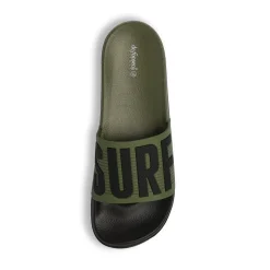 Ciabatte a fascia da Uomo verdi e nere con scritta SURF De Fonseca