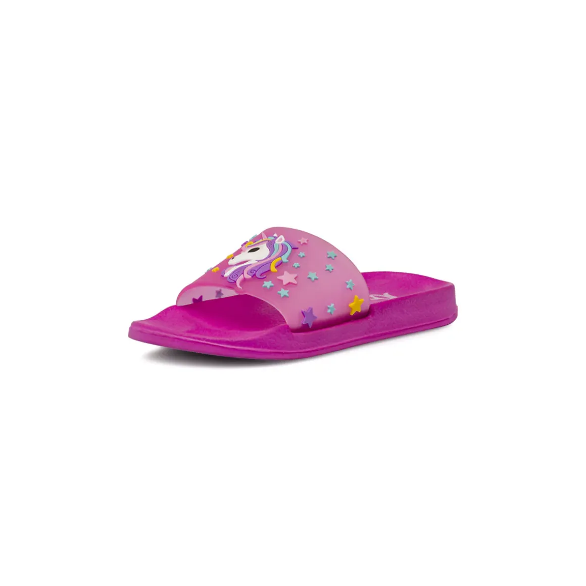 Ciabatte a fascia fucsia da Bambina con decoro unicorno e stelline Jog