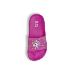 Ciabatte a fascia fucsia da Bambina con decoro unicorno e stelline Jog