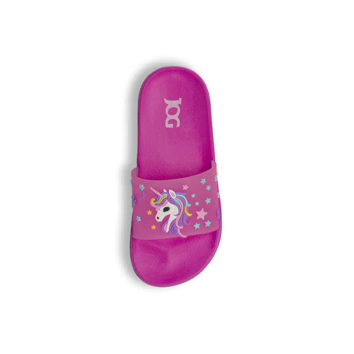 Ciabatte a fascia fucsia da Bambina con decoro unicorno e stelline Jog