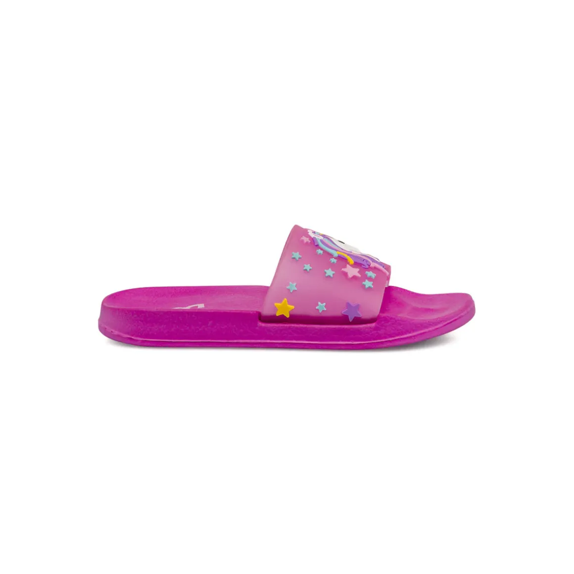 Ciabatte a fascia fucsia da Bambina con decoro unicorno e stelline Jog