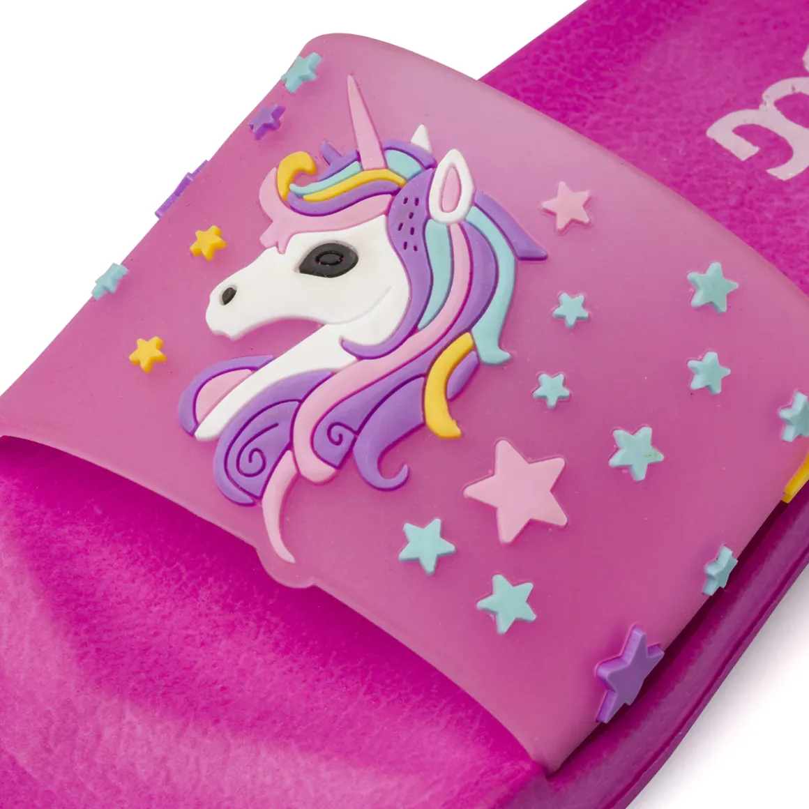 Ciabatte a fascia fucsia da Bambina con decoro unicorno e stelline Jog