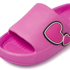 Ciabatte a fascia fucsia da Donna con cuori e scritta Kiss Griff