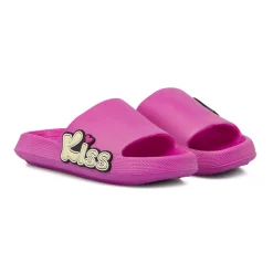 Ciabatte a fascia fucsia da Donna con cuori e scritta Kiss Griff