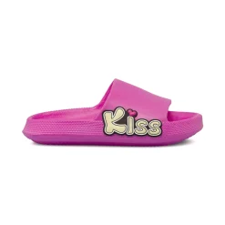 Ciabatte a fascia fucsia da Donna con cuori e scritta Kiss Griff