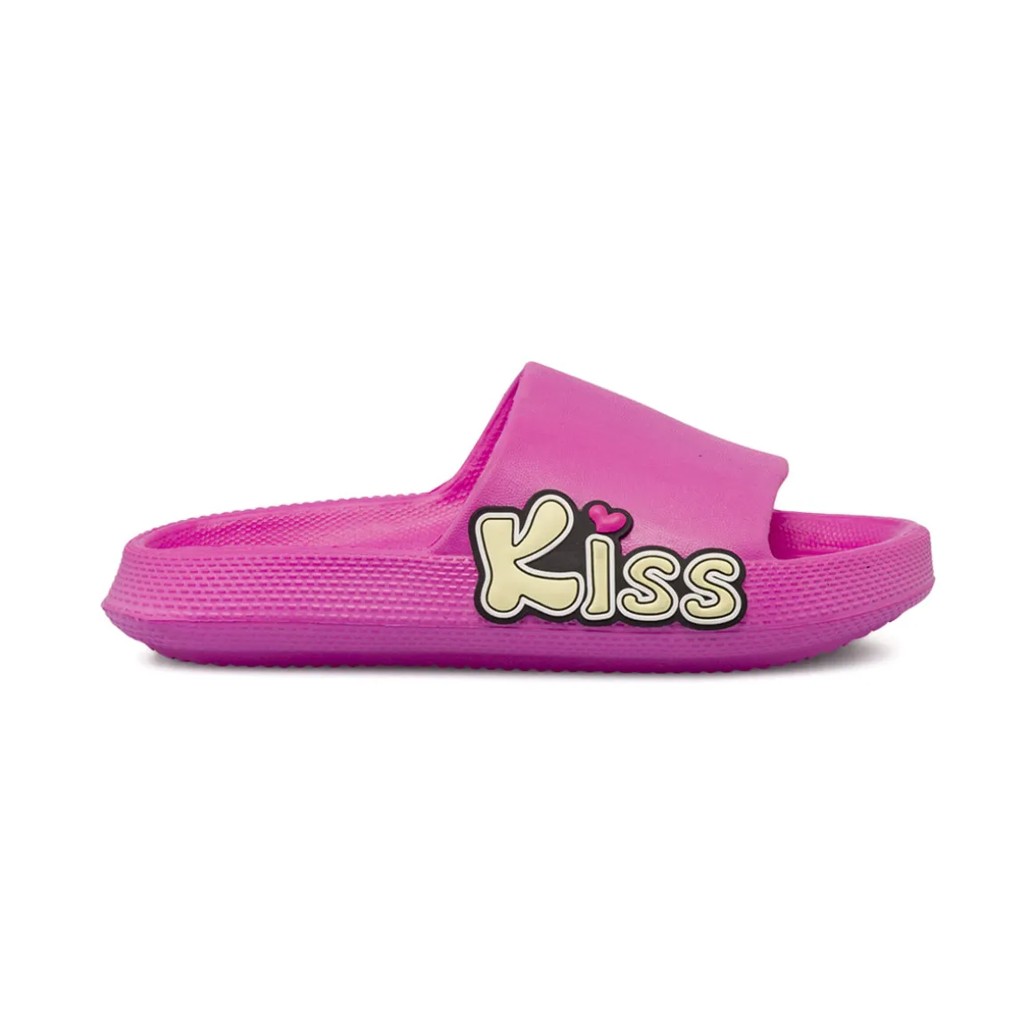 Ciabatte a fascia fucsia da Donna con cuori e scritta Kiss Griff