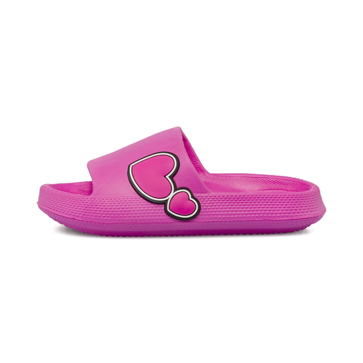 Ciabatte a fascia fucsia da Donna con cuori e scritta Kiss Griff