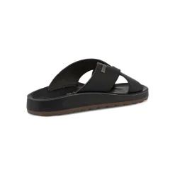 Ciabatte a fascia incrociata Uomo nere con soletta in pelle Fly Flot