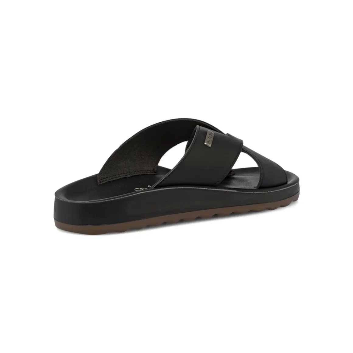 Ciabatte a fascia incrociata Uomo nere con soletta in pelle Fly Flot