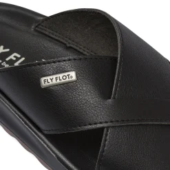 Ciabatte a fascia incrociata Uomo nere con soletta in pelle Fly Flot