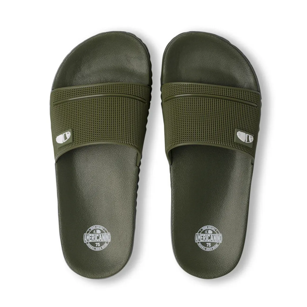 Ciabatte a fascia mare da Uomo verde militare con logo Americanino