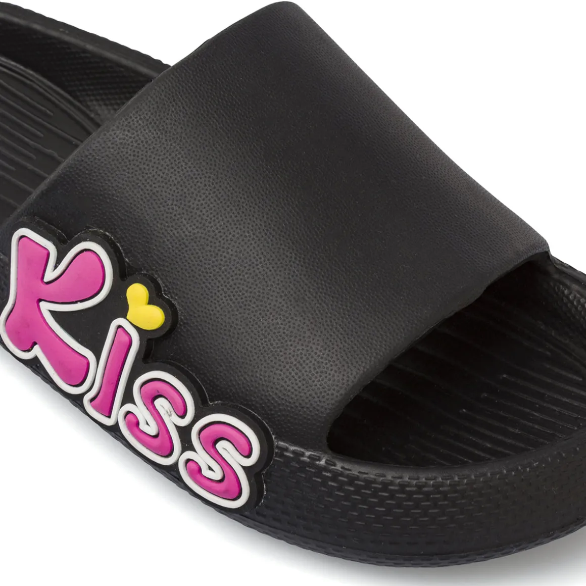 Ciabatte a fascia nere da Donna con scritta Kiss rosa Griff