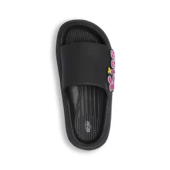 Ciabatte a fascia nere da Donna con scritta Kiss rosa Griff