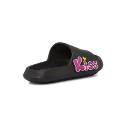 Ciabatte a fascia nere da Donna con scritta Kiss rosa Griff
