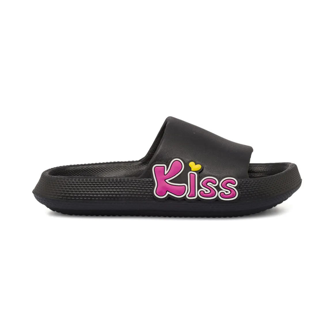 Ciabatte a fascia nere da Donna con scritta Kiss rosa Griff