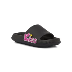 Ciabatte a fascia nere da Donna con scritta Kiss rosa Griff