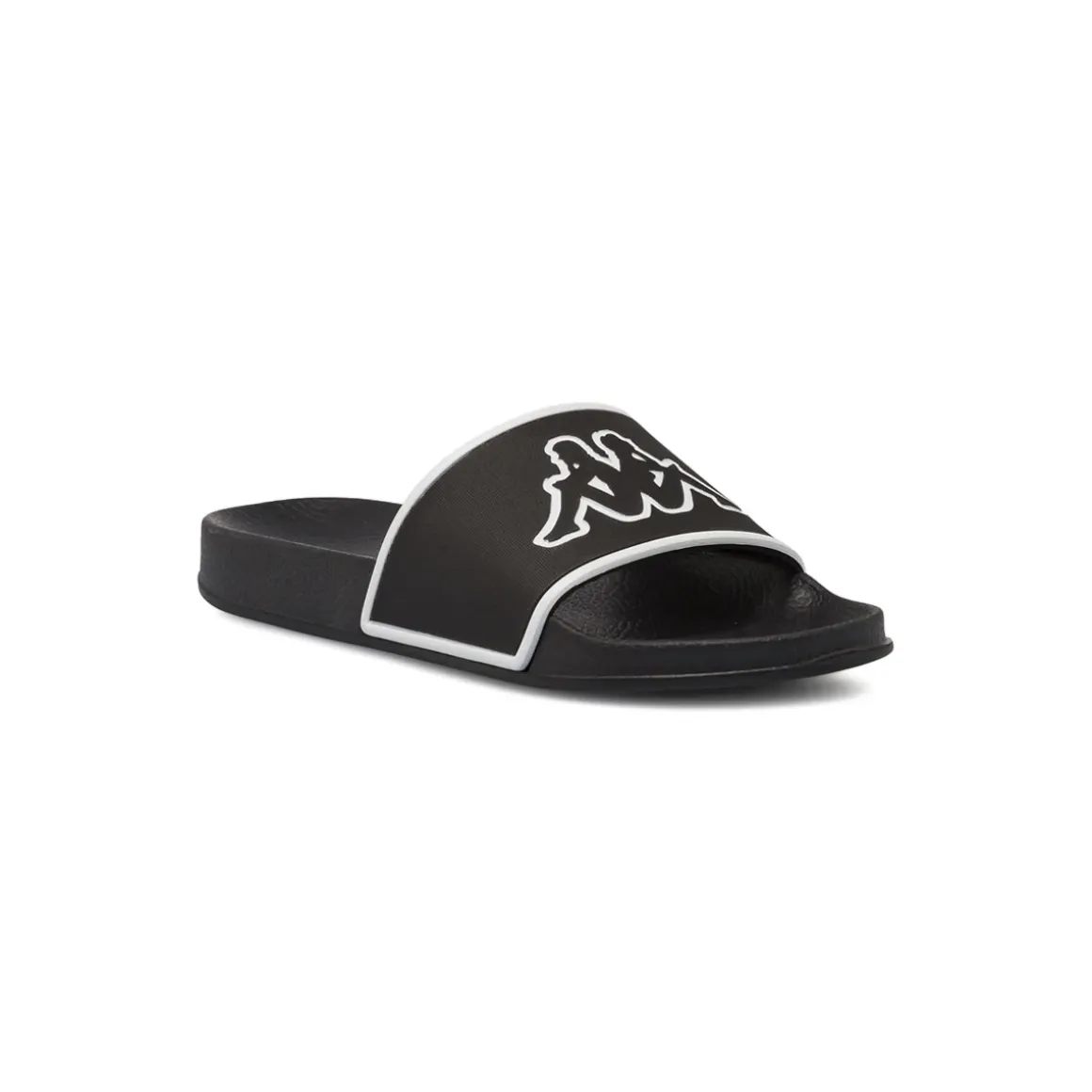 Ciabatte a fascia Ragazzo Nere con maxi logo bianco Kappa