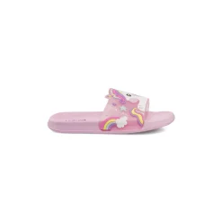 Ciabatte a fascia rosa da Bambina con patch Unicorno