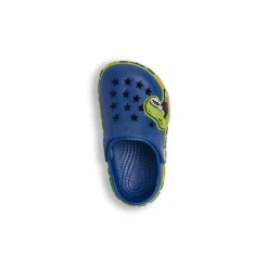 Ciabatte a sabot blu da Bambino con T-Rex e fori a stella Dinosauri